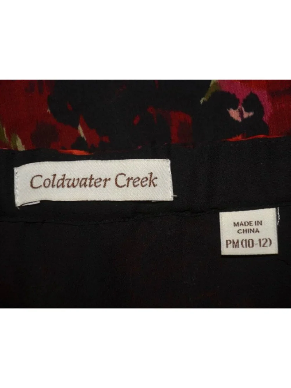 Coldwater Creek Skirt PM 10-12 Red Floral Midi A Line Lined Fall Boho Romantic